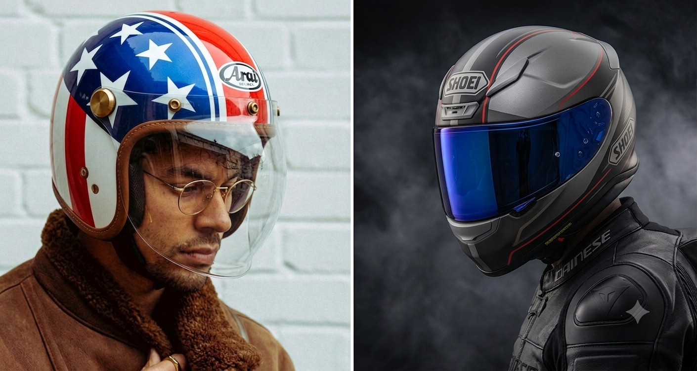 full face vs open face motorcycle helmet